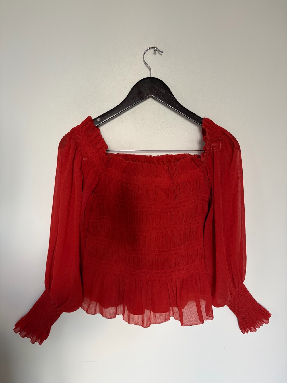 AllSaints Lara Off-The-Shoulder Top in Orange - 10 - Picture 4 of 12